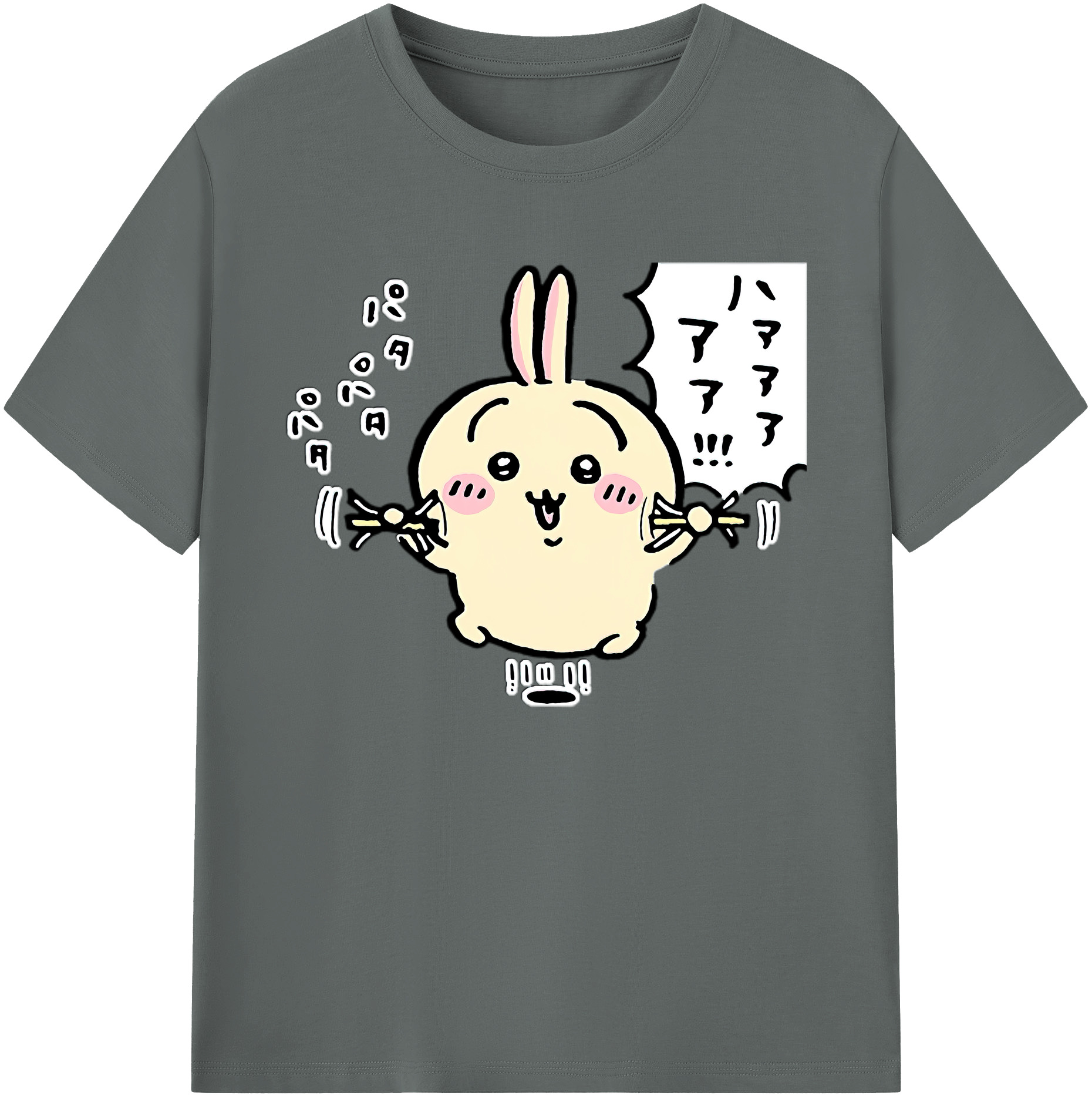 （画像用） ちいかわ うさぎ Chii-kawa usagi 綿100％ メンズ半袖Tシャツ｜肌触りやわらか＆通気性